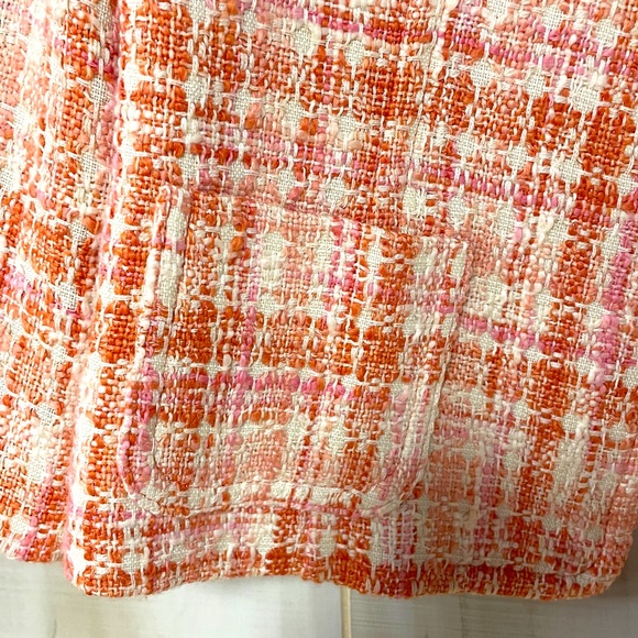 NWT Talbots Pink Orange And White Plaid Boucle Open Jacket Sz 2 - Picture 3 of 6